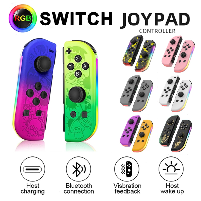 [In Stock] Joypad for Nintendo Switch RGB light wake-up vibration glare controller left and right Bluetooth-compatible gamepad for Nintendo Switch and Switch Oled