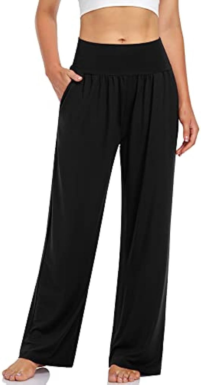 UEU Women&#039;s Casual Loose Wide Leg Cozy Pants Yoga Sweatpants Comfy High Waisted Sports Athletic Lounge Pants with Pockets