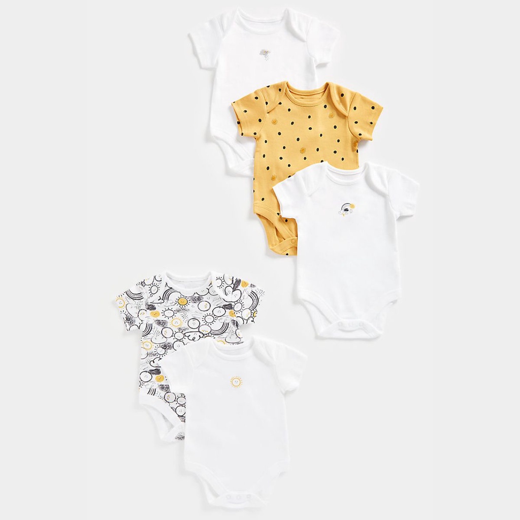Mothercare Baby Unisex Weather Short Sleeve Bodysuit - 5 Pack