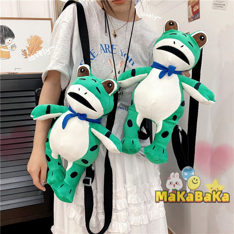 [Spot] Internet celebrity widowed frog doll backpack toad smart doll bag ugly cute funny frog plush backpack frog seller bag widowed frog backpack creative funny backpack cute funny doll bag