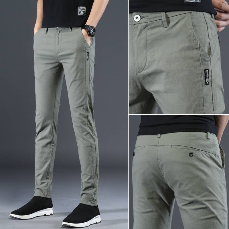 Men&#039;s Slimfit korean Pants Ice Silk Breathable Casual Pant Fashion Trousers