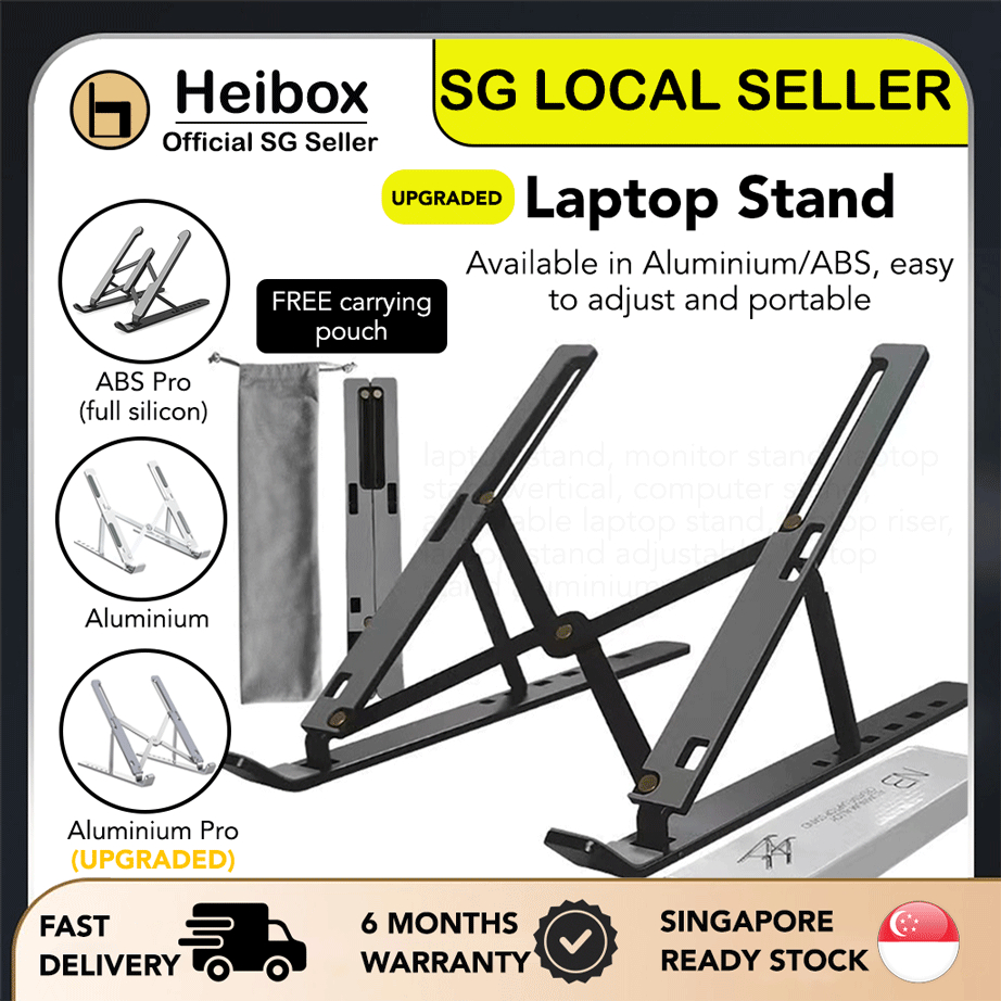 Heibox Laptop Stand Aluminium Metal ABS Ergonomic for Notebook Adjustable Portable Foldable