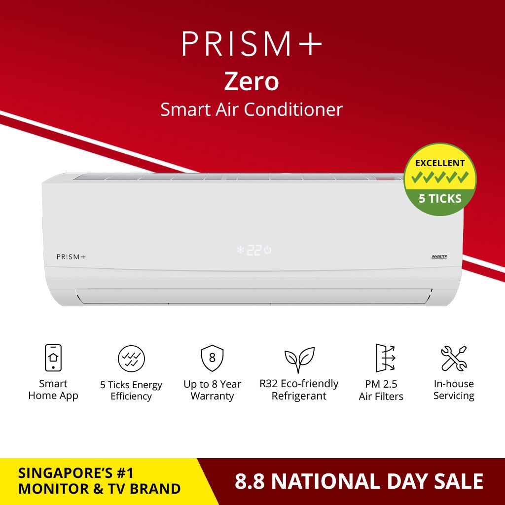 PRISM+ Zero Smart Air-Conditioner (R32, 5 Ticks) (Delivers within 1 week)
